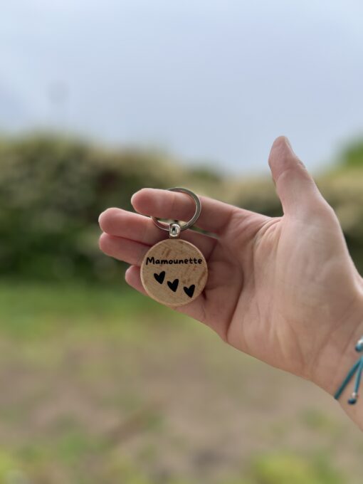 porte clé en bois avec message personnalisé fête des mères