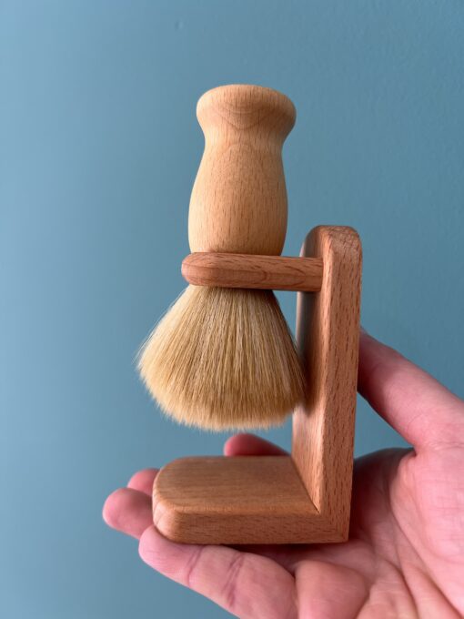 Coffret rasage homme avec blaireau en bois et support en hêtre