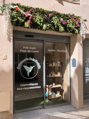 Boutique de la savonnerie de la Castelle au centre de Lunel dans l'Hérault en Occitanie